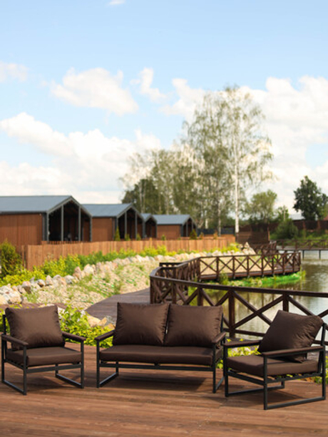 Комплект Диван и 2 Кресла AnriStur / Oxford 600D / Коричневый