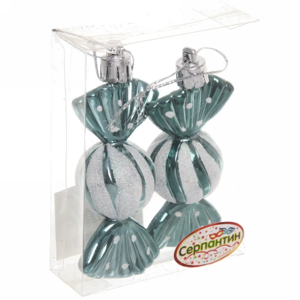Ёлочные игрушки «Таинственное очарование» Конфетки 8 см (набор 2шт), темный нефрит
