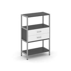 Shelf System Односекционный стеллаж трехярусный с ящиками SN.STM-312 Антрацит/Белый/Металл Серый 810