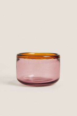 ZARA HOME СТЕКЛЯННАЯ ПИАЛА С КОНТРАСТНЫМИ ДЕТАЛЯМИ ПО КРАЯМ, ОРАНЖЕВЫЙ