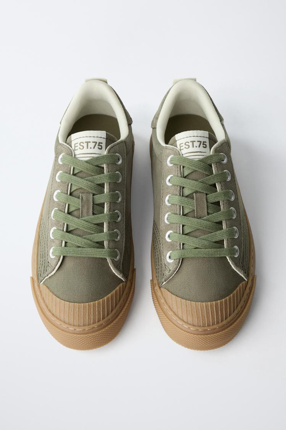 ZARA КОМБИНИРОВАННЫЕ КЕДЫ, ЗЕЛЕНЫЙ