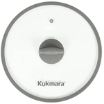 Крышка стеклянная плоская 280мм, с ободом и пароотводом из силикона и бакелитовой ручкой софт-тач цвет серый, деколь серая