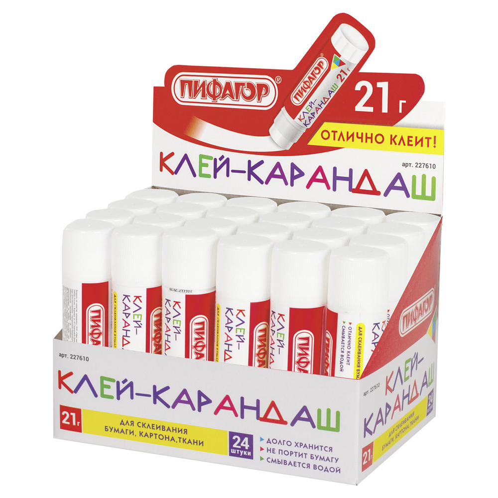 Клей-карандаш ПИФАГОР, 21 г, 227610