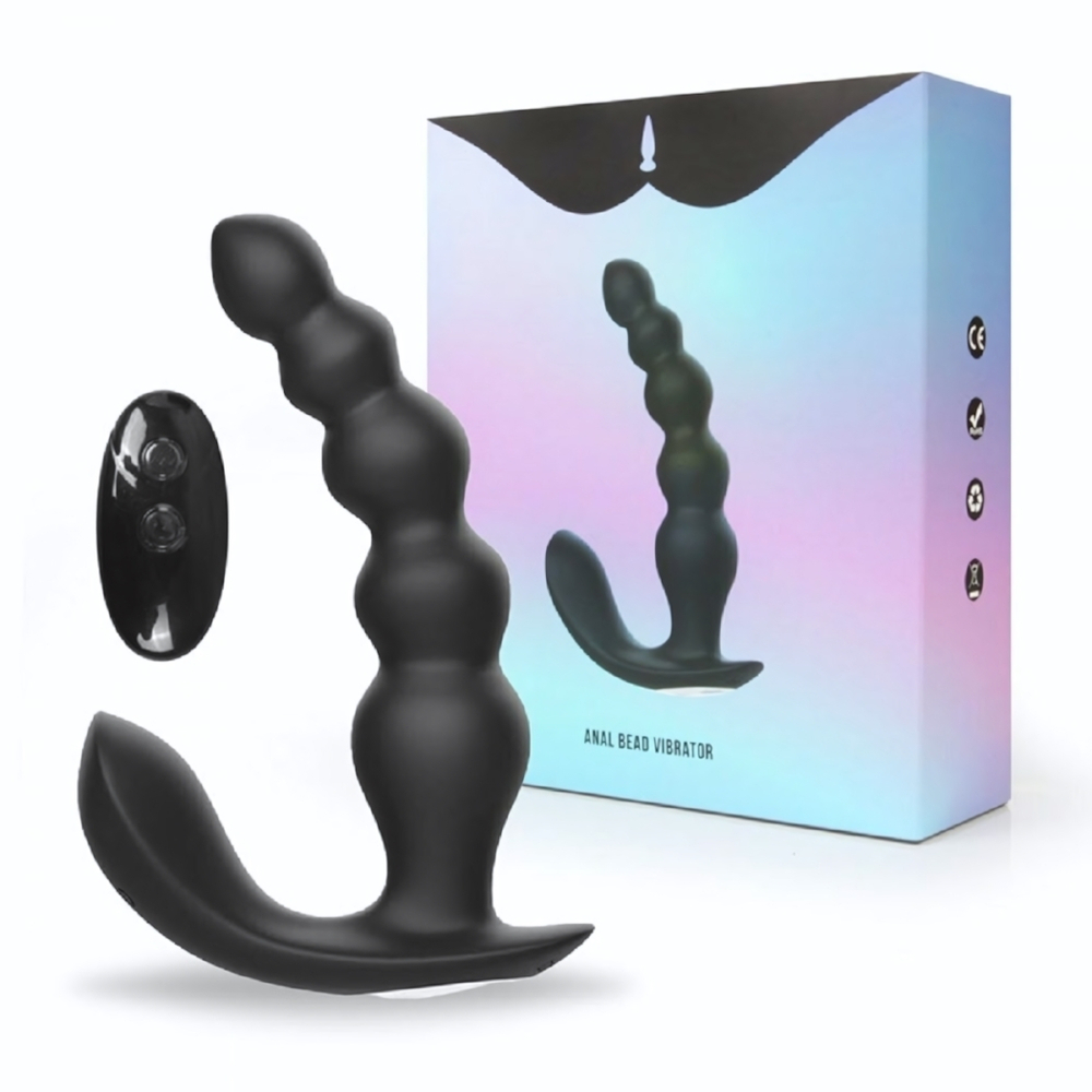 Анальный вибромассажер с пультом ДУ 10 режимов черный 16.5 см