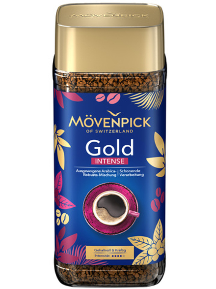 Кофе растворимый Movenpick Gold Intense 200 г, смесь зерен Арабики и Робусты