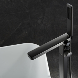 Смеситель для ванны Black&White Universe отдельностоящий, напольный, темно-серый матовый (U7562GC)
