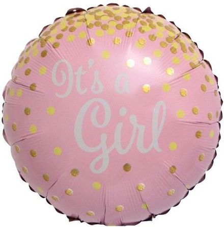 Шар Круг "С Рождением Девочки! Золотое конфетти" 45 см
