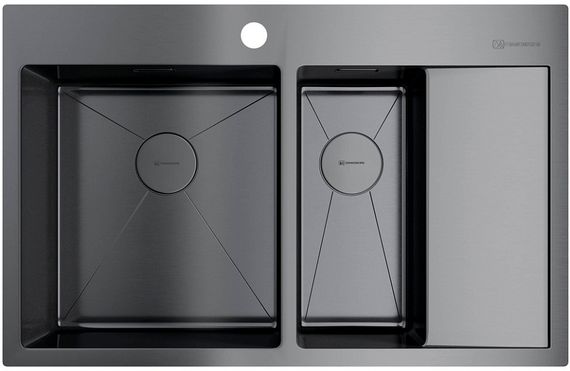 Мойка Omoikiri Akisame 78-2-GM-L нерж.сталь/вороненая сталь(арт.4973101)