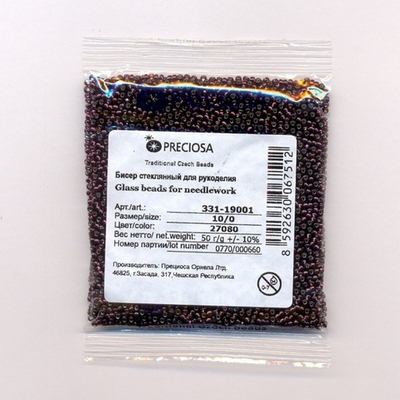 Бисер 10/0 PRECIOSA, 50 г, фиолетовый