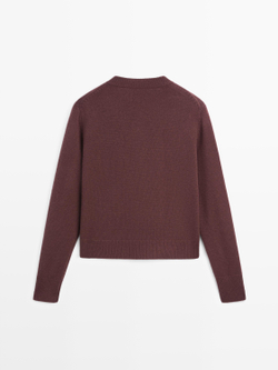 Massimo Dutti Кардиган из трикотажа с золотистыми пуговицами, гранатовый