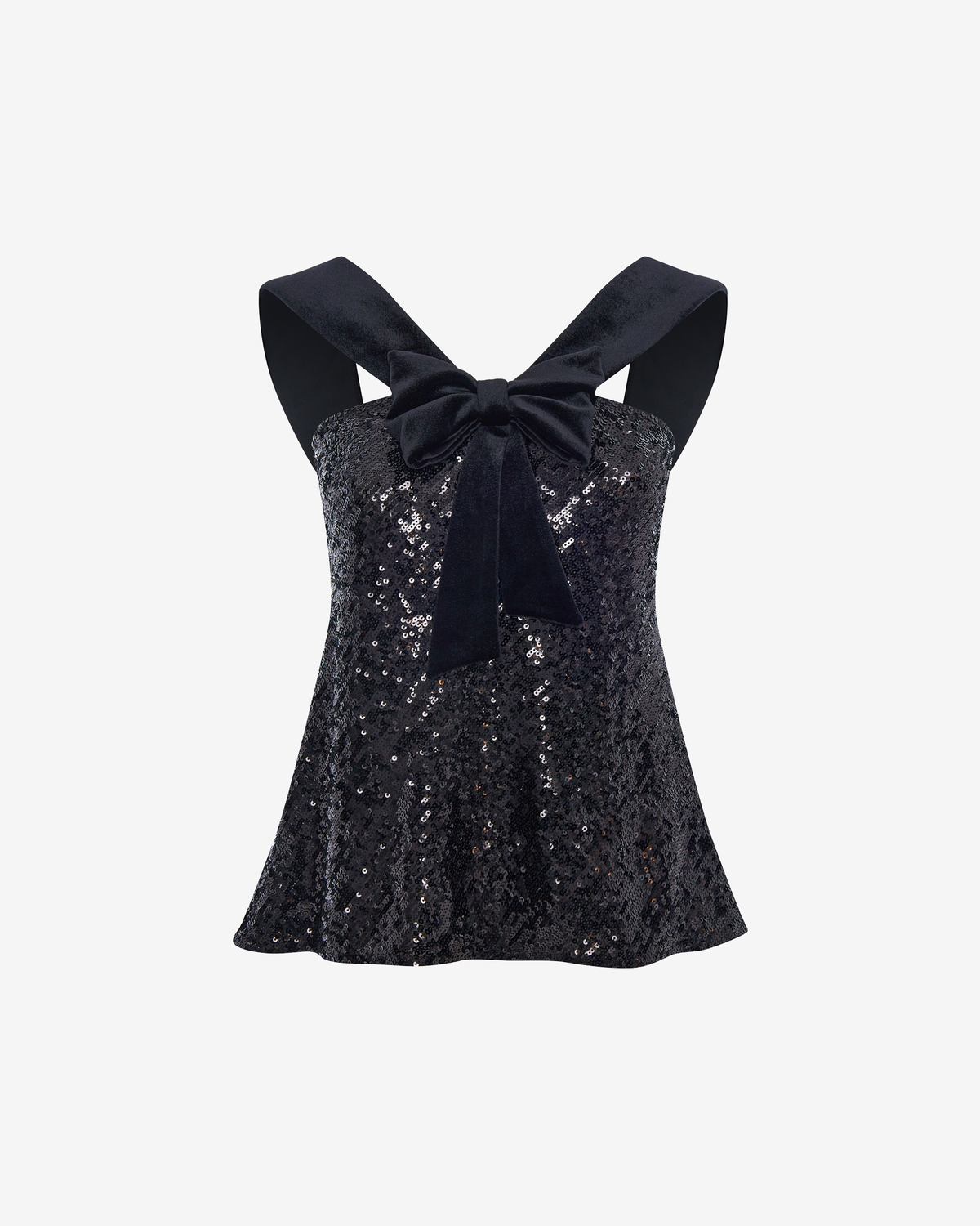 Топ из пайеток и бархата с бантом