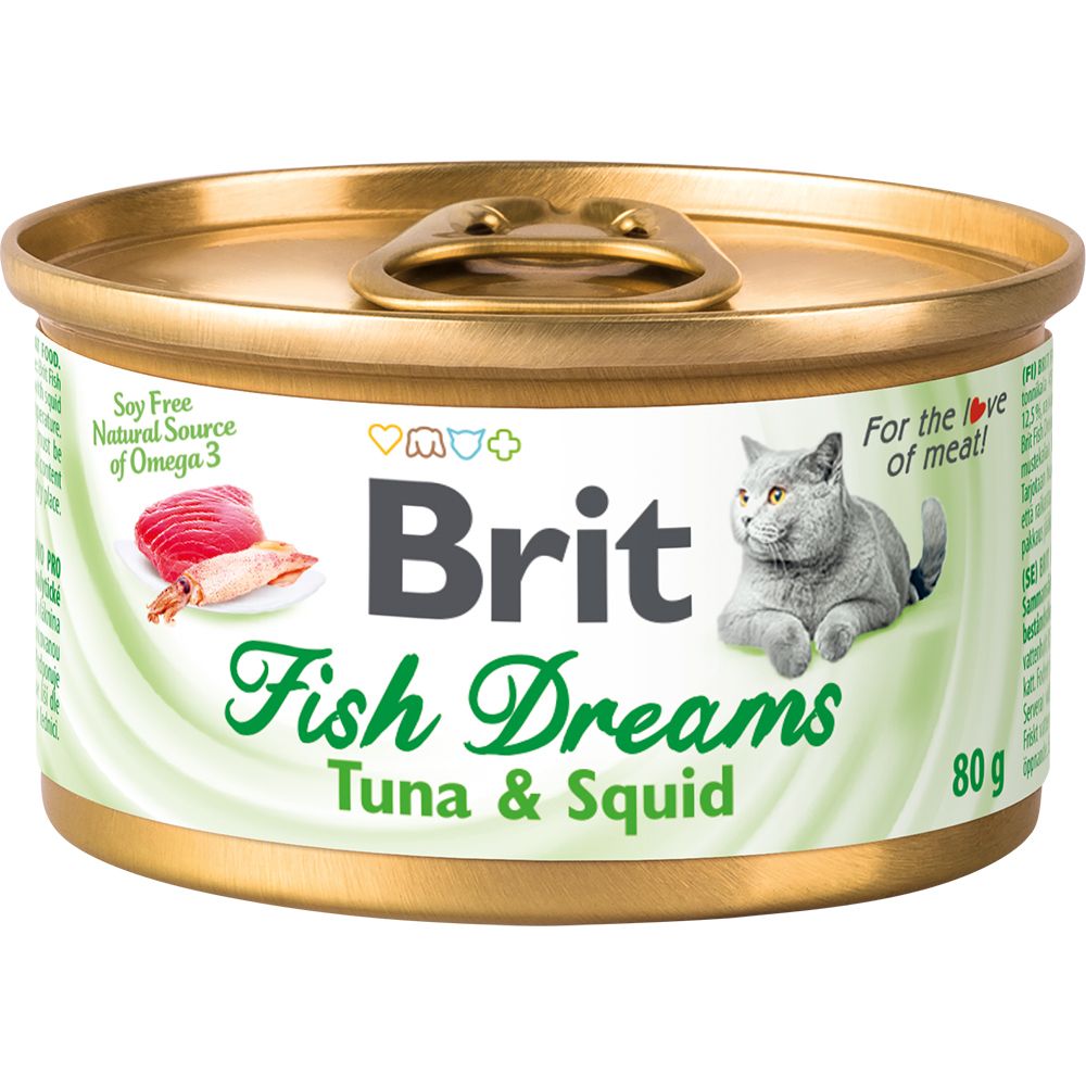Консервы Brit Fish Dreams Tuna &amp; Squid Тунец и кальмар для кошек 80 г