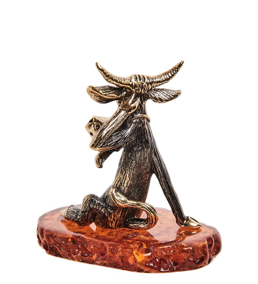 Народные промыслы AM-2709 Фигурка «Бык Будун» (латунь, янтарь)