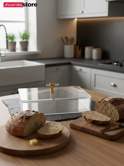 Хлебница акриловая прозрачная 26х20х6 см.