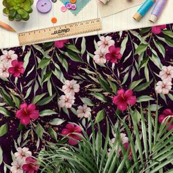 Ткань флис яркие цветы и золотые блёстки