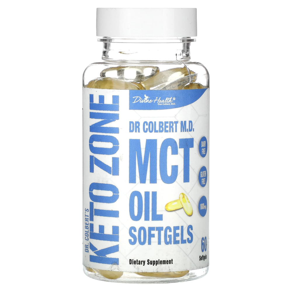 Divine Health, Кето-зона доктора Колберта, мягкие капсулы с маслом MCT, 1000 мг, 60 мягких капсул