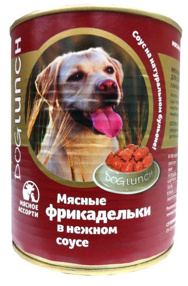 DOG LUNCH Консервы для собак Мясные фрикадельки в нежном соусе Мясное ассорти