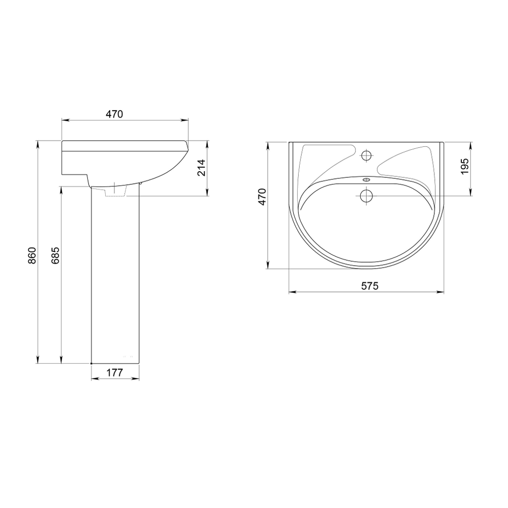 УМЫВАЛЬНИК SANTERI ВЕСТ С ПЕРЕЛИВОМ БЕЛЫЙ 15025