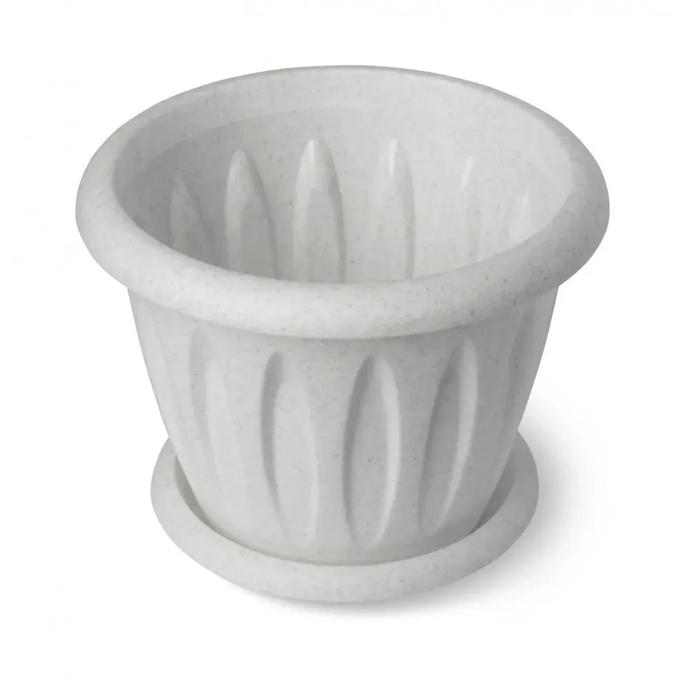 Горшок для растений Фелиция мрамор 1,8л Д180 с поддонником С103М (комплект 20 шт)