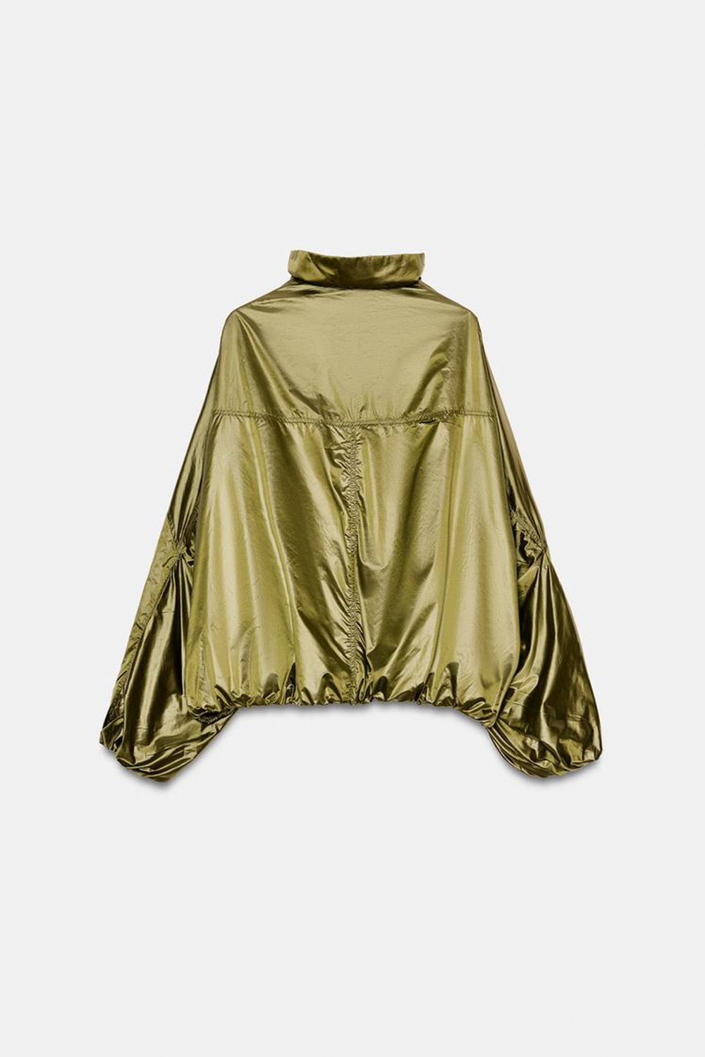 ZARA НЕЙЛОНОВАЯ КУРТКА ОВЕРСАЙЗ, НАСЫЩЕННЫЙ ЗЕЛЕНЫЙ