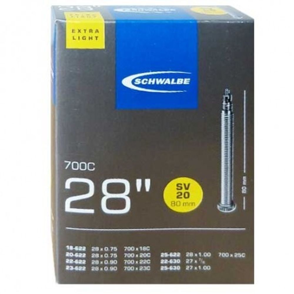 Камера 28&quot;/700 спорт SV20 EXTRA LIGHT (18/25-622/630) IB 80mm. SCHWALBE