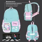 Рюкзак BRAUBERG PASTEL с термонашивками в комплекте, "Funny clouds", мятный, 40х29х14 см, 271421