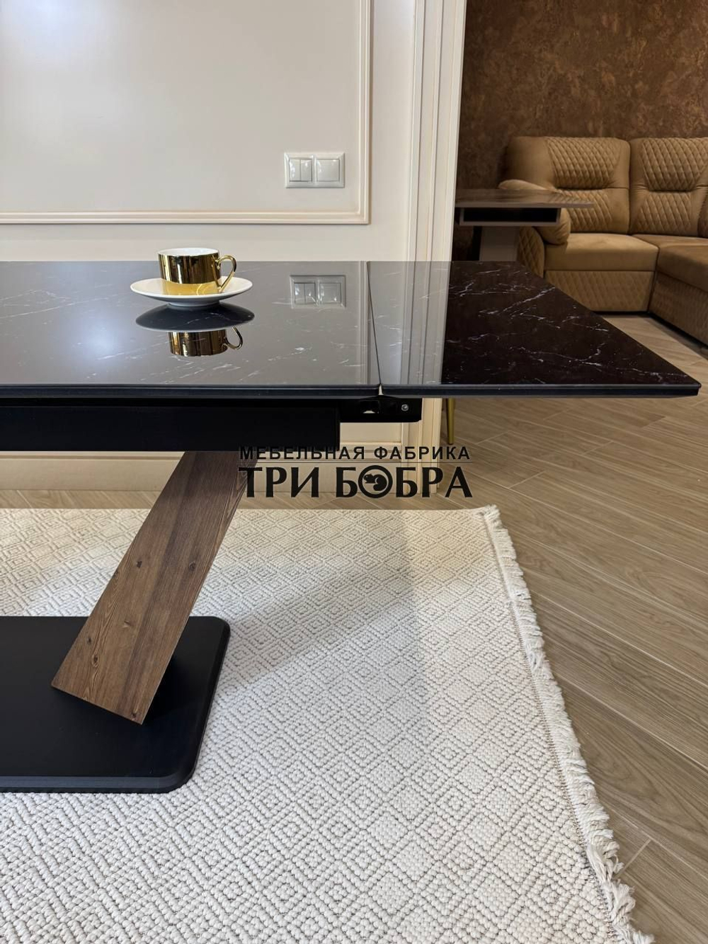 Кухонный раздвижной стол "Вирджиния", черный мрамор