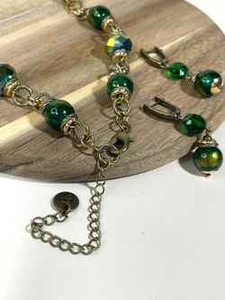 Комплект колье и серьги муранское стекло