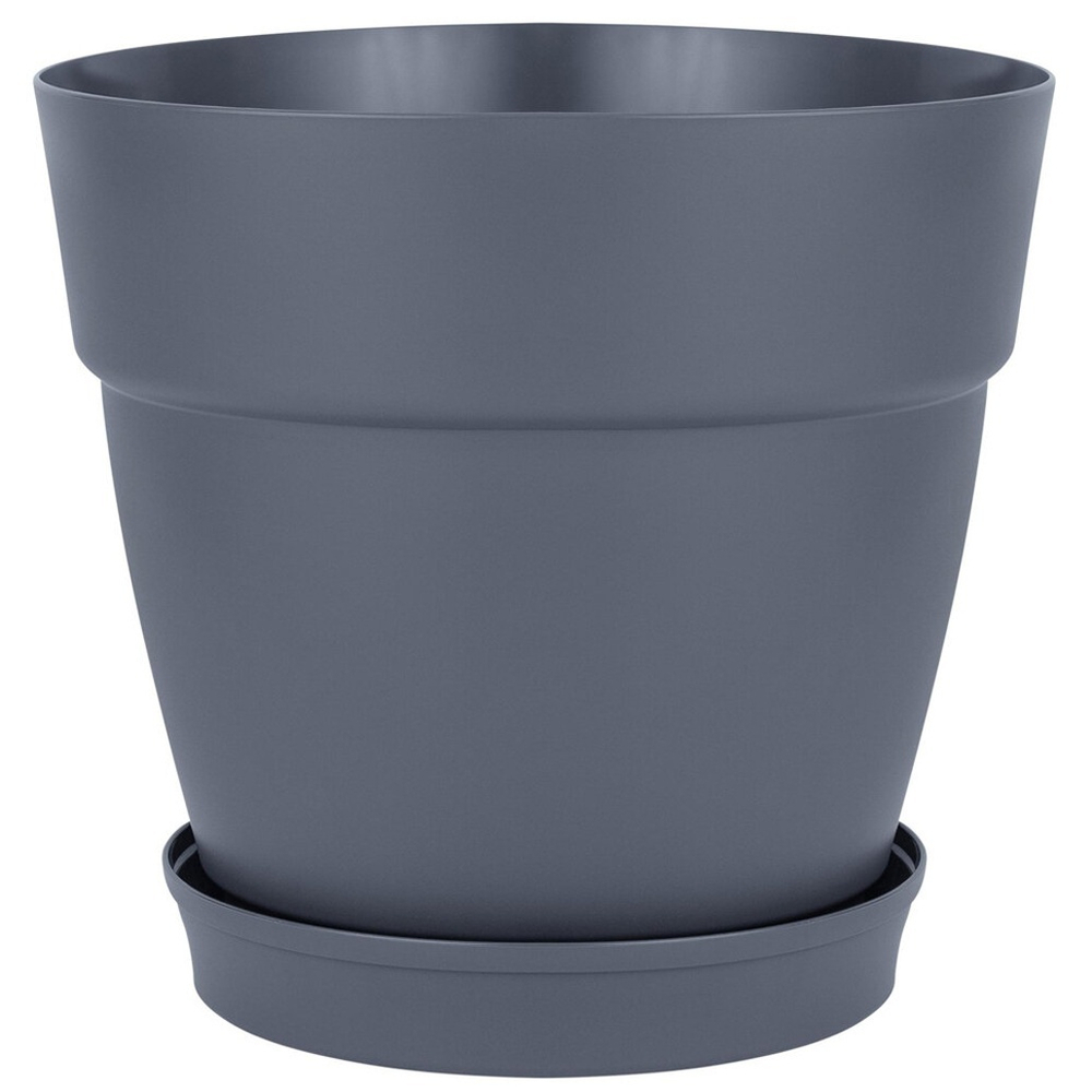 Горшок цветочный Villa de Fiori 20л D360мм, фиксированный поддон, на колесиках, вулканический серый