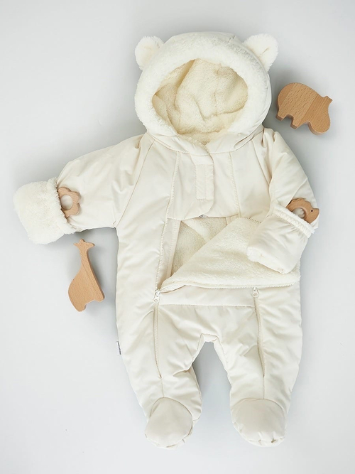 Комплект на выписку Одеяло + Комбинезон (зима, молочный)