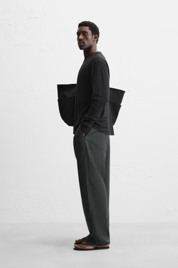 ZARA ЛЕГКАЯ ФУТБОЛКА С ДЛИННЫМИ РУКАВАМИ, ЧЕРНЫЙ