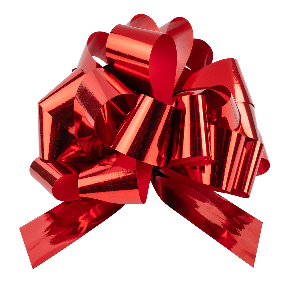 Бант-шар в красном цвете, металлик, 21 см/ 36 см