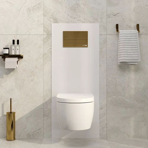Инсталляция для унитаза WasserKraft Abens 20TLT.010.ME.WH.PG04 с кнопкой глянцевое золото