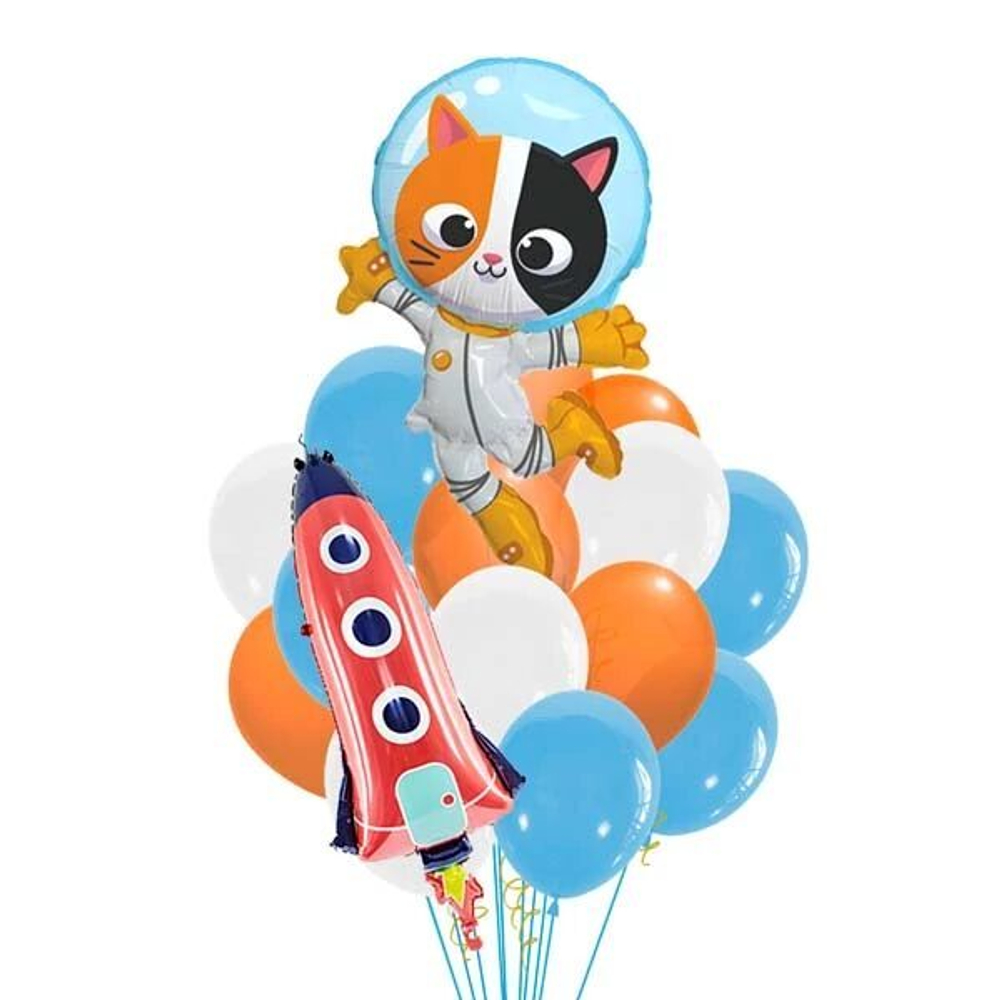 Композиция из шаров "Кошка космонавт"