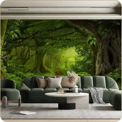 Фотообои 3D Лес для зала, в детскую, в спальню, в гостиную, на кухню 500х270
