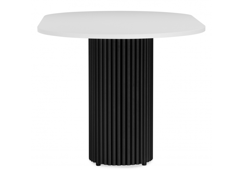 Стол деревянный Woodville Барон О 160 х 90 белая пленка шагрень, черные ноги