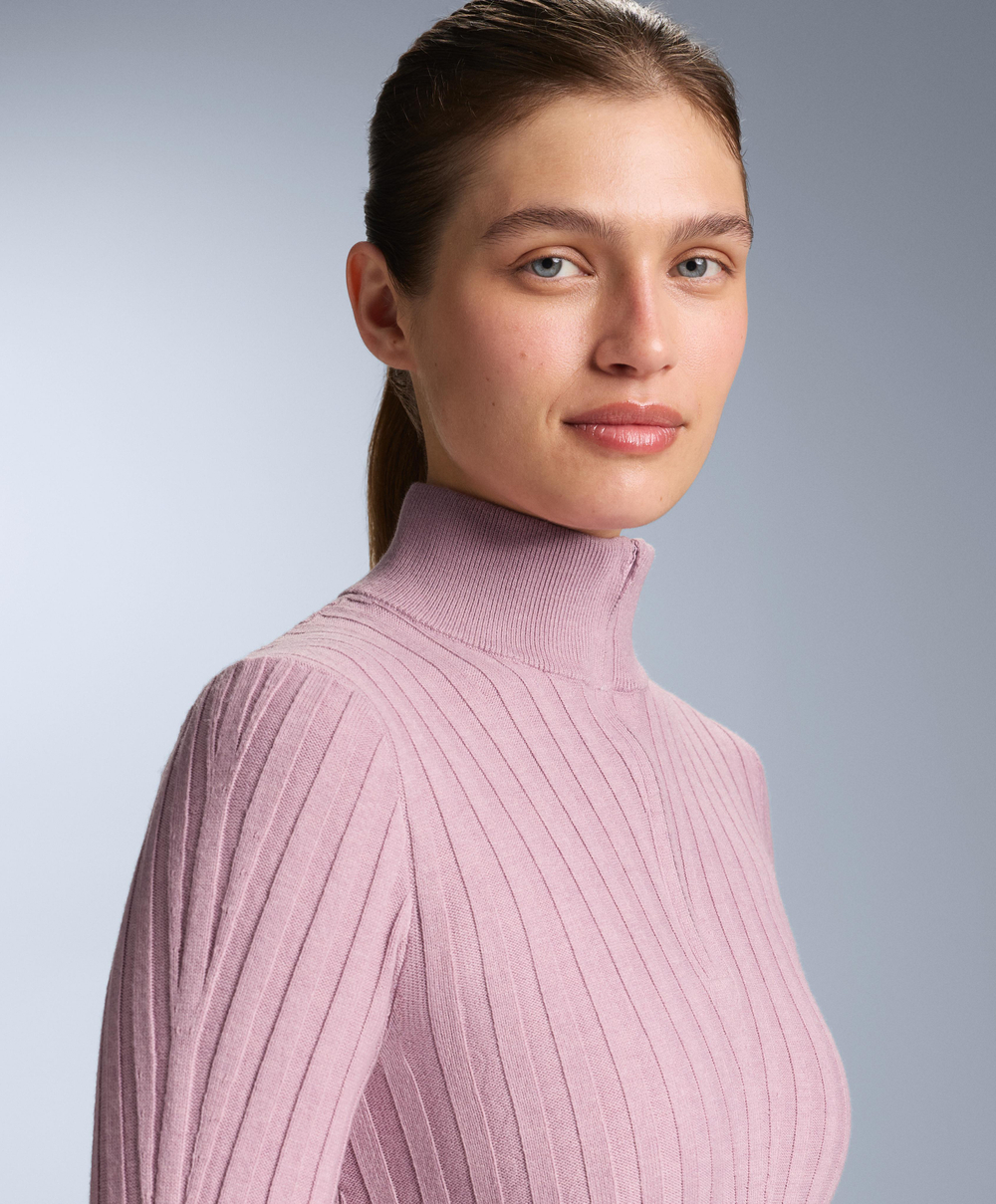 Oysho Термофутболка в рубчик, фиолетово-розовый