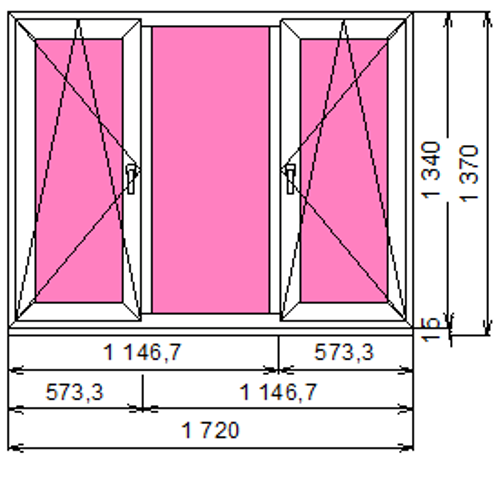Пластиковое окно 1340 х 1720 ТермА Эко