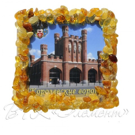 Магнит "Янтарная рамка" акриловый с янтарем в ассортименте