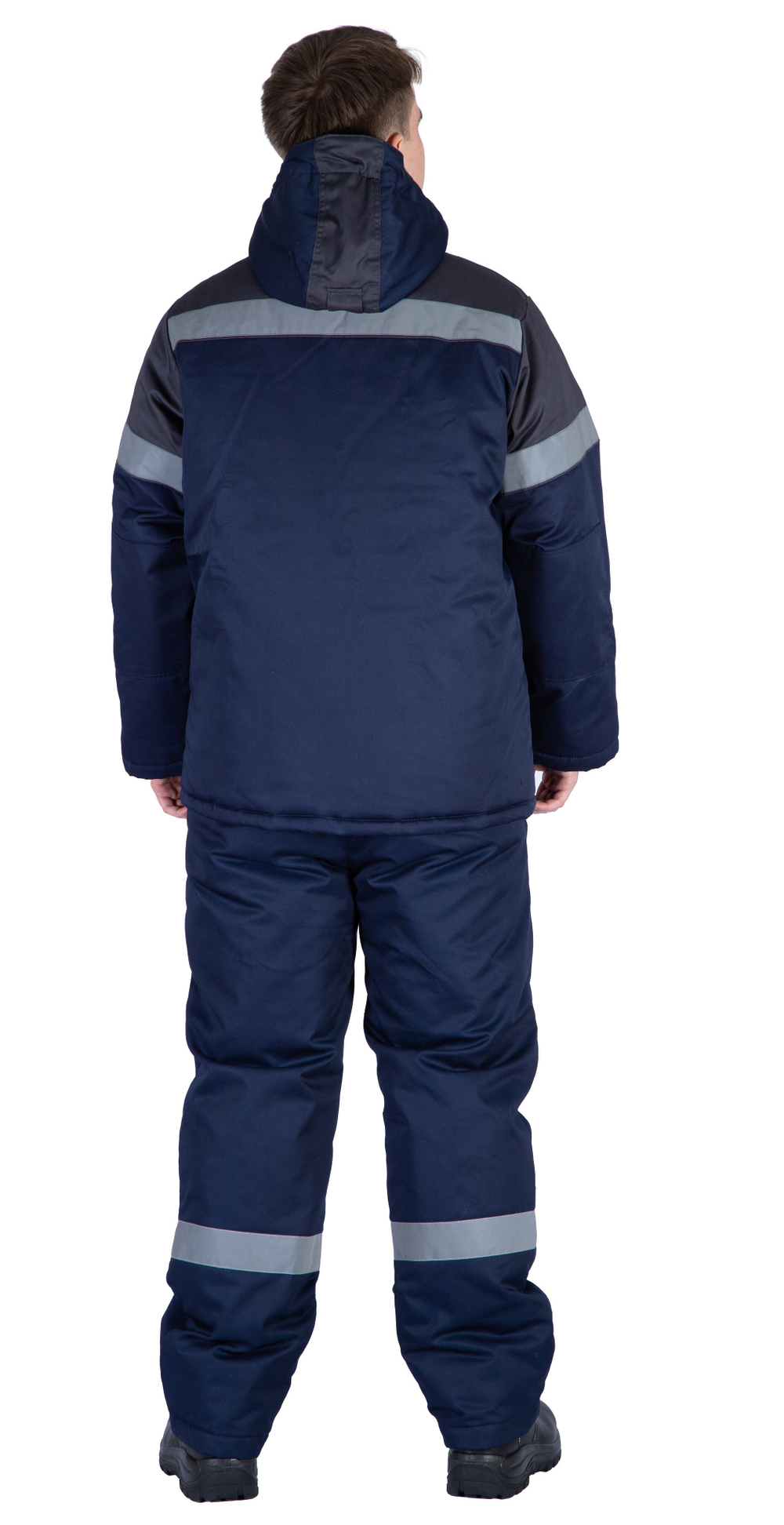 Костюм зимний "Байкит" с полукомбинезоном, т.синий/серый