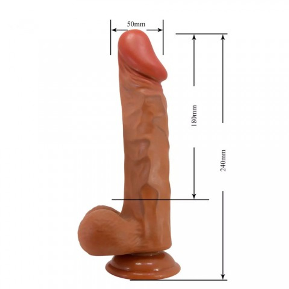 Реалистичный вибратор на присоске Buraq, 24*5 см, коричневый