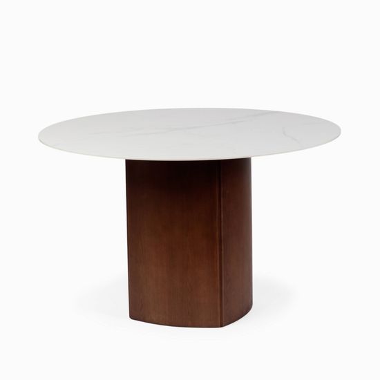 Круглый обеденный стол Addy диаметр 120 деревянная ножка и каменная столешница