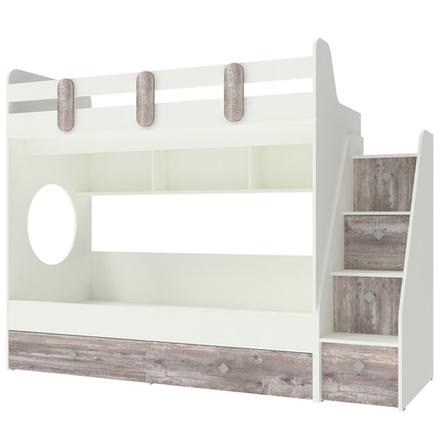 Двухъярусная кровать КарИВи Фортуна-2 Белый  Бетон