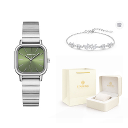 STARKING Quartz Movement Stainless Steel Watchband Watch Women"s Watch Green Dial