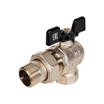 Кран шаровой полнопроходной угловой STOUT - 3/4" (ВР/НР-американка PN50, Tmax 150°C, ручка-бабочка)