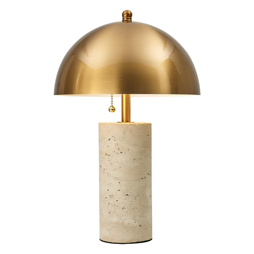 7089/2T MIDCENT ODL25 183 Настольный светильник с выкл. Бронзовый/металл/камень травертин IP20 2*LED E14 7W 220V RUFINA