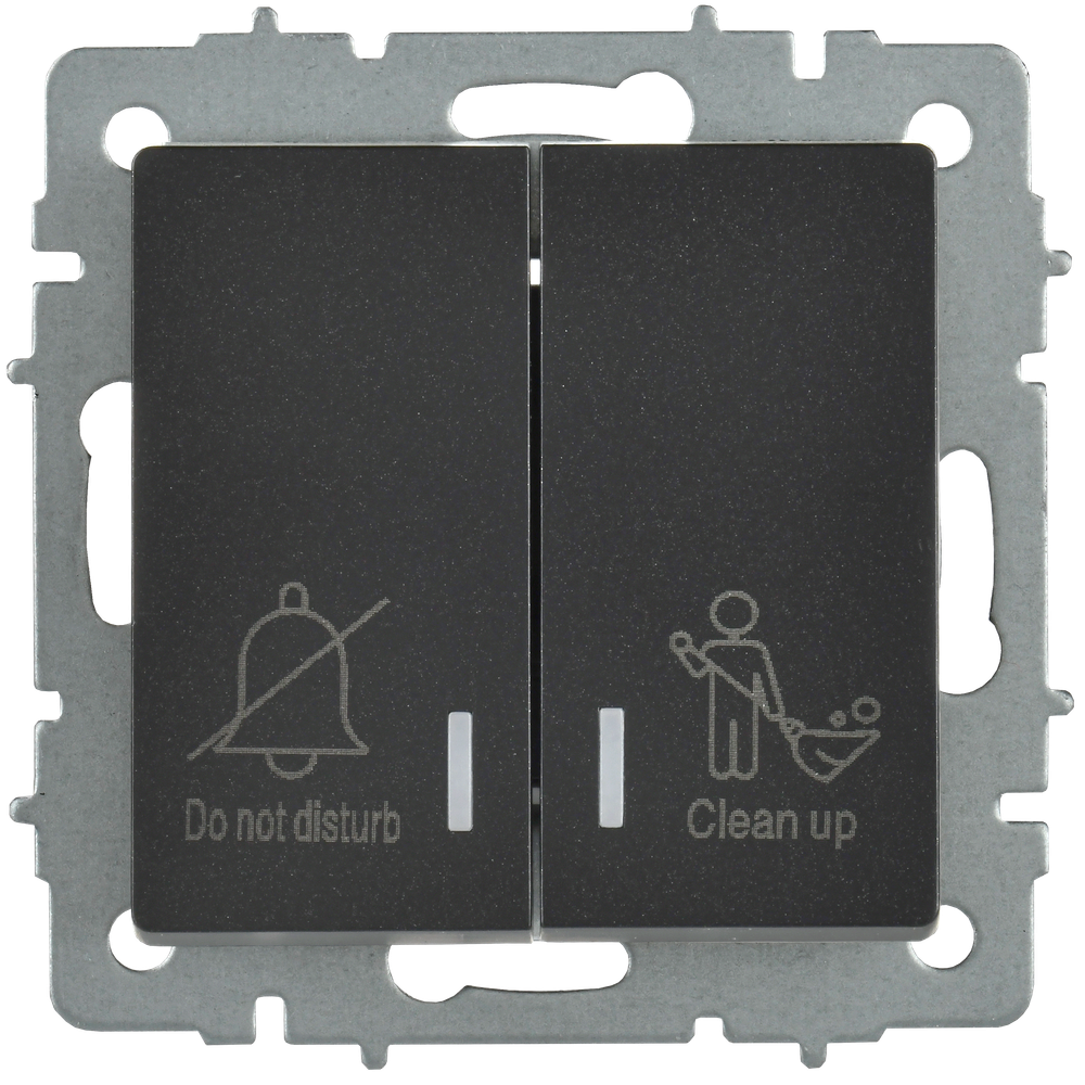 BRITE Выключатель 2-клавишный с индикацией для отелей 10А ВС10-2-9-БрЧ черный IEK