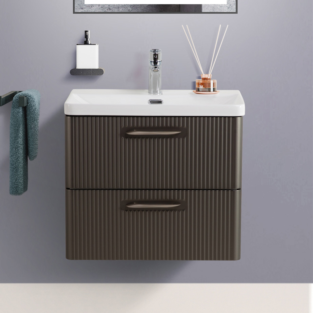 Подвесная тумба с раковиной Belbagno DUE 50 см Оружейная сталь DUE-500-2C-SO-GM-P + BB-8076-3-50