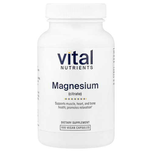 Vital Nutrients, цитрат магния, 100 веганских капсул (150 мг в 1 капсуле)