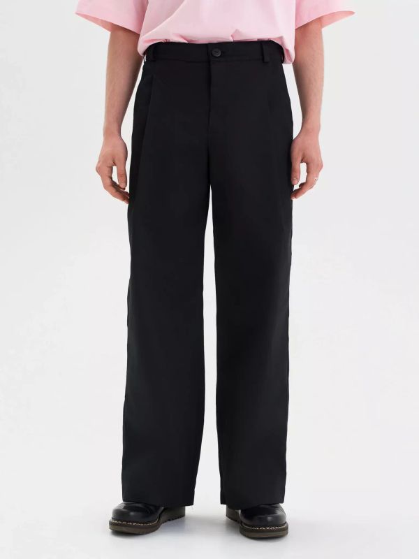 Брюки Объемные со складками Черные - фото 1